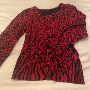 White House Black Market red leopard cardigan - rawr!